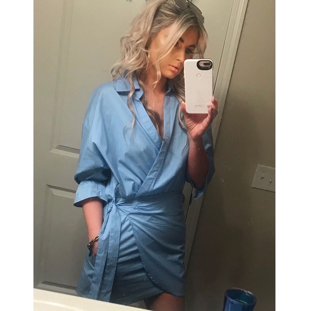 Blue wrap dress